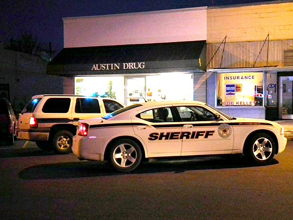 Gravette police and Benton County Sheriff's deputies, along with law enforcement from Decatur and Sulphur Springs, responded to an armed robbery at Austin Drug on Main Street in Gravette early Monday evening. No one was injured in the robbery.