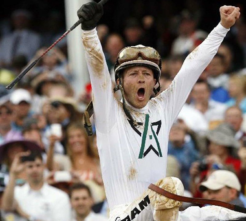  Calvin Borel riding Super Saver reacts after winning the 136th Kentucky Derby horse race at Churchill Downs Saturday, May 1, 2010, in Louisville, Ky. 