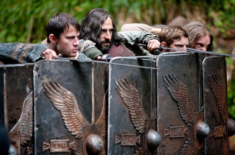 Channing Tatum (left), Mark Strong (center), and Jamie Bell (right) star in the Roman epic adventure "The Eagle." 