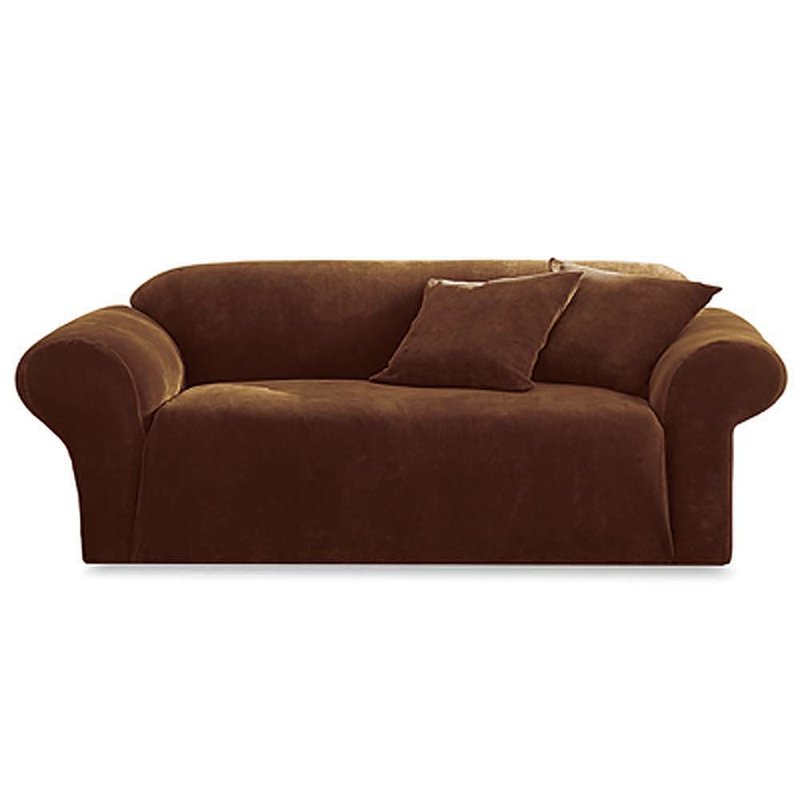 This waffled, stretch pique one-piece slipcover from Sure Fit stretches up to 40 percent to accommodate awkwardly shaped and overstuffed sofas. 