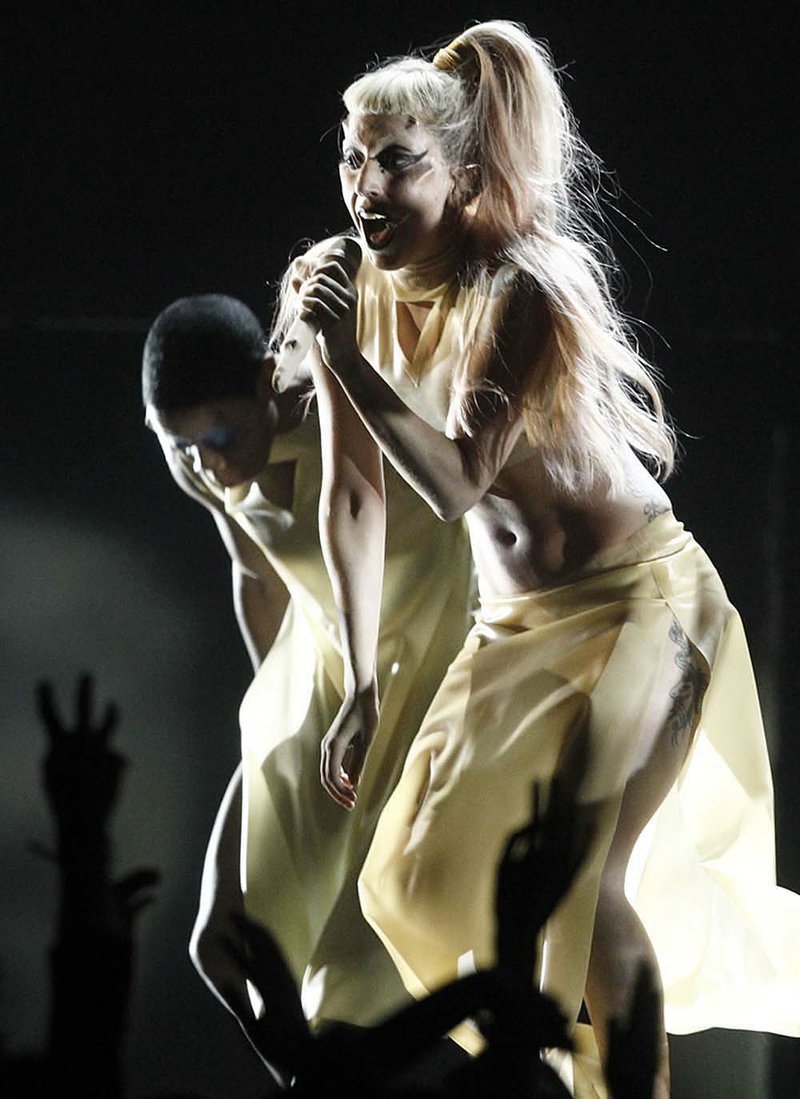 Lady Gaga performs at the 53rd annual Grammy Awards on Sunday, Feb. 13, 2011, in Los Angeles. 