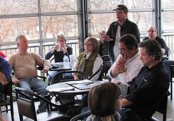 Kevin Moran of Fort Smith speaks Saturday morning during a forum on a proposed, 1 percent prepared-food tax. Community members have been debating whether the tax should be enacted to fund operations at the Fort Smith Convention Center and whether citizens should vote on it. The directors passed the tax by ordinance Tuesday.
