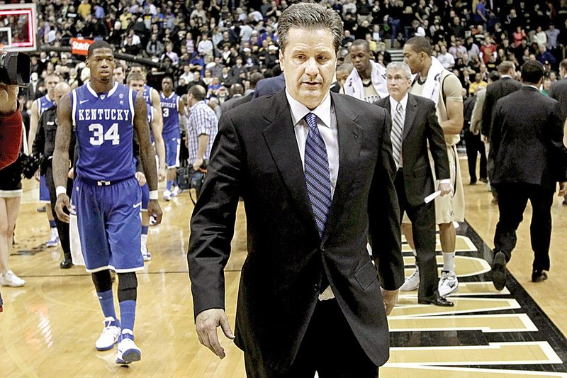 Kentucky Coach John Calipari, leaving the court after a loss to Vanderbilt earlier this month in Nashville, Tenn., admits his team is young and doesn’t have the experience to compete on the road like his previous teams. 