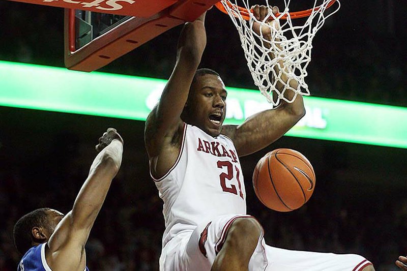 Forward Delvon Johnson scored six points and grabbed seven rebounds, despite playing with a hip-pointer, to help the Razorbacks snap a 10-game losing streak to Kentucky on Wednesday. 