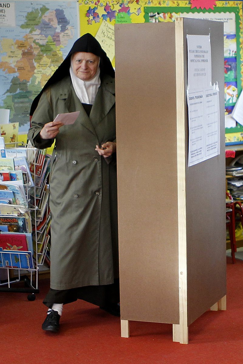 A nun votes Friday in Ireland, an election closely watched in Europe in the wake of a $113 billion bailout that Ireland negotiated last year.

