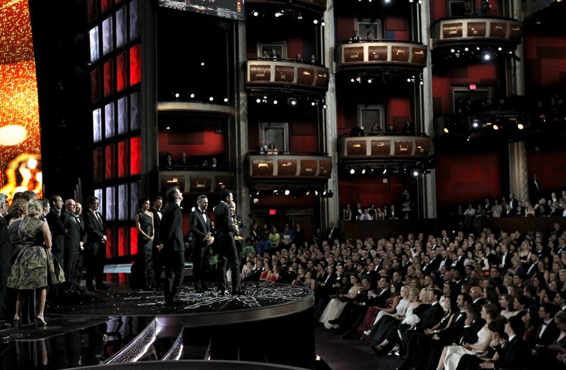 Cast and crew of "The King's Speech" accept the award for best picture at the 83rd Academy Awards on Sunday, Feb. 27, 2011, in the Hollywood section of Los Angeles. 