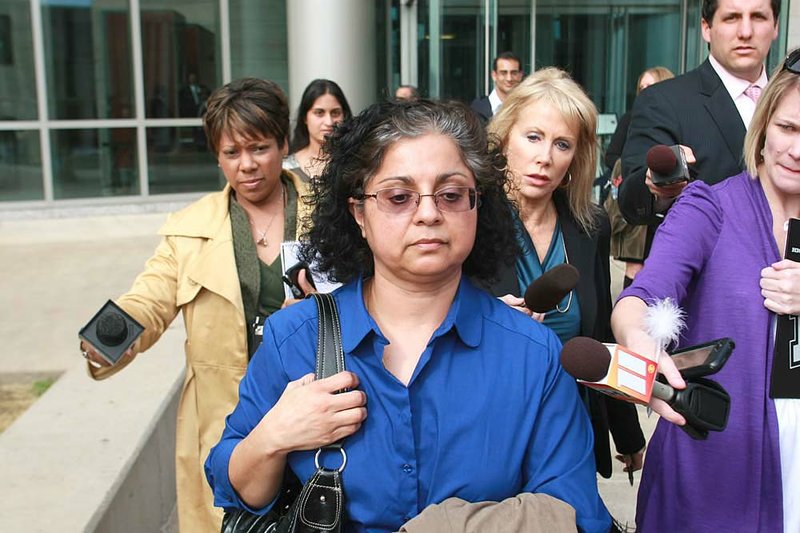 Sangeeta Mann leaves the federal courthouse in Little Rock on Monday after she was given a one-year sentence for obstructing an investigation. 