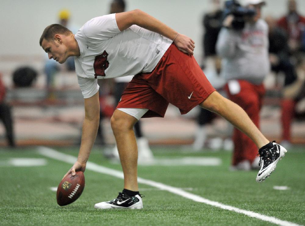 Arkansas Democrat-Gazette/MICHAEL WOODS  --03/08/11-- University of Arkansas football player Ryan Mallett during the 2011 Pro Day at the Walker Family Training Center at the University of Arkansas in Fayetteville.