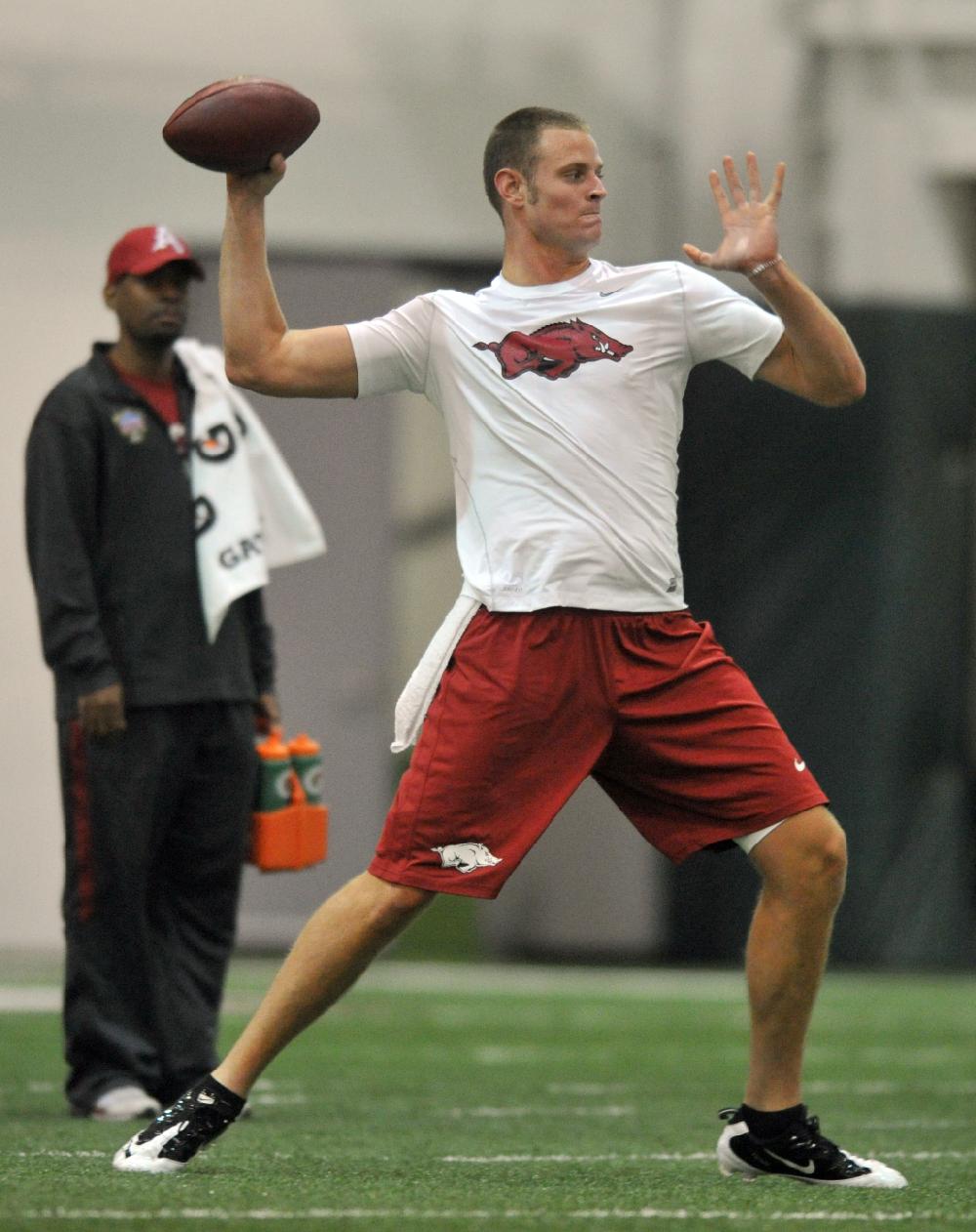 Arkansas Democrat-Gazette/MICHAEL WOODS  --03/08/11-- University of Arkansas football player Ryan Mallett during the 2011 Pro Day at the Walker Family Training Center at the University of Arkansas in Fayetteville.