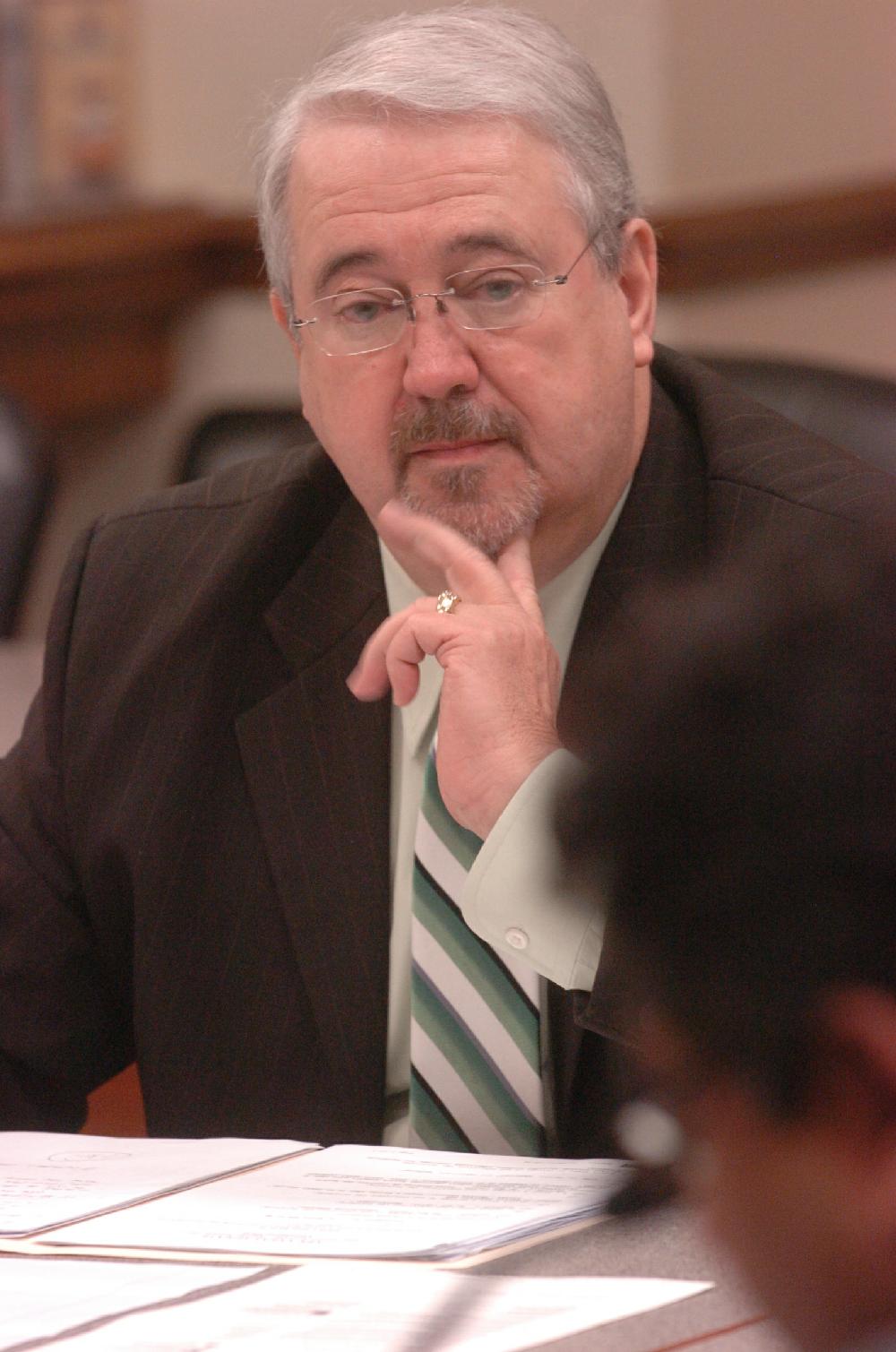 Arkansas Democrat-Gazette/STEVE KEESEE 3/8/11 State Sen. Jimmy Jeffress, D-Crossett, listens to testimony Tuesday on his bill SB66, morbid obesity insurance coverage, in the Senate Committee on Insurance and Commerce.