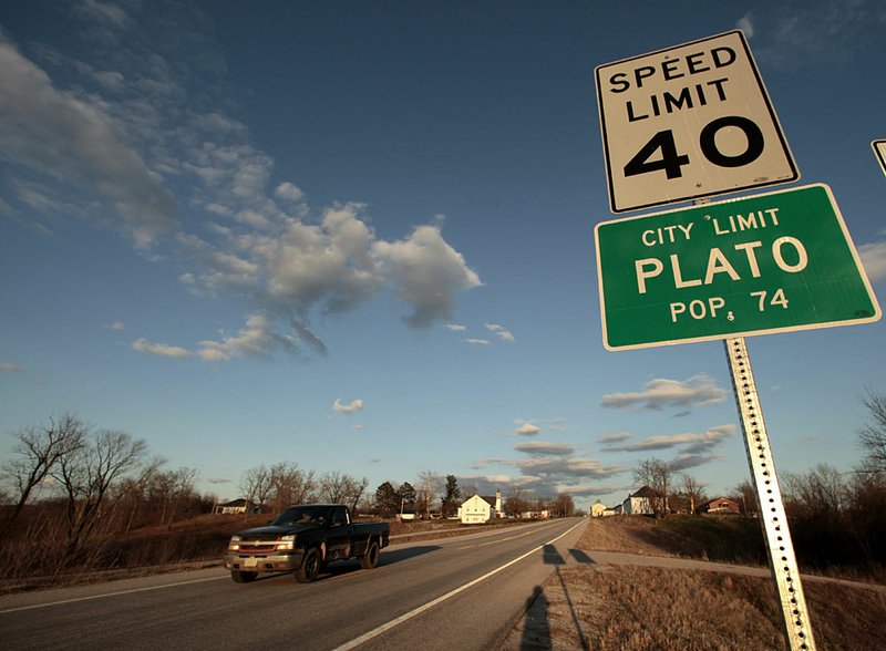 Plato, Mo., sits near what is now the U.S. geographic center, based on population. The town’s population climbed from 74 to 109 in 2010, U.S. Census officials said.

