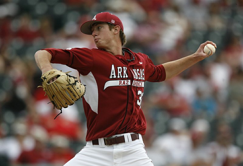 1 Arkansas’ Randall Fant held LSU to three runs in 5 /3 innings on Sunday during Arkansas’ 5-4 victory at Baum Stadium in Fayetteville. Arkansas pitchers held the Tigers to 7 total runs in the series. 