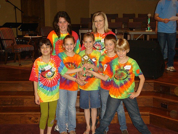 The Decatur Assembly of God Junior Bible Quiz team won fourth place at the state championship in Searcy on Saturday and are headed to the regional championship in Chattanooga, Tenn., in May. Pictured are team members Amber Lydon, Amanda Duncan, Emily Lydon, Matt Anderson and Trey Anderson with coaches Sandy Duncan and Pam Anderson.