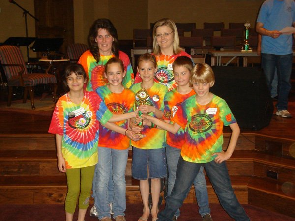 The Decatur Assembly of God Junior Bible Quiz team won fourth place at the state championship in Searcy on Saturday and are headed to the regional championship in Chattanooga, Tenn., in May. Pictured are team members Amber Lydon, Amanda Duncan, Emily Lydon, Matt Anderson and Trey Anderson with coaches Sandy Duncan and Pam Anderson.