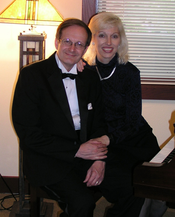 Pianist Rosilee Walker-Russell, right, and Phillip Russell enjoy the Wine and Roses gala on April 9.