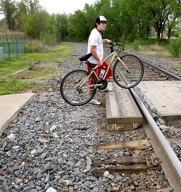 Chris Austin shows how the problem even affects bikers who have to stop, lift and push.