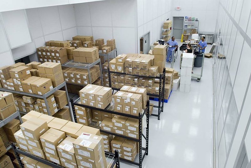 Materials used to make a variety of pharmaceuticals are stored in the warehouse at Cantrell Drug Co. in Little Rock. Arkansas and out-of-state hospitals turn to the company to make drugs that are in short supply. 