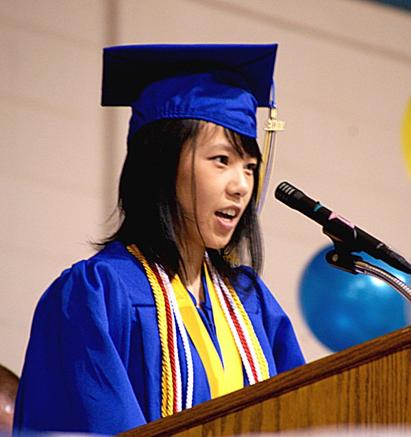Class valedictorian Ashley Lor spoke during the commencement ceremony.