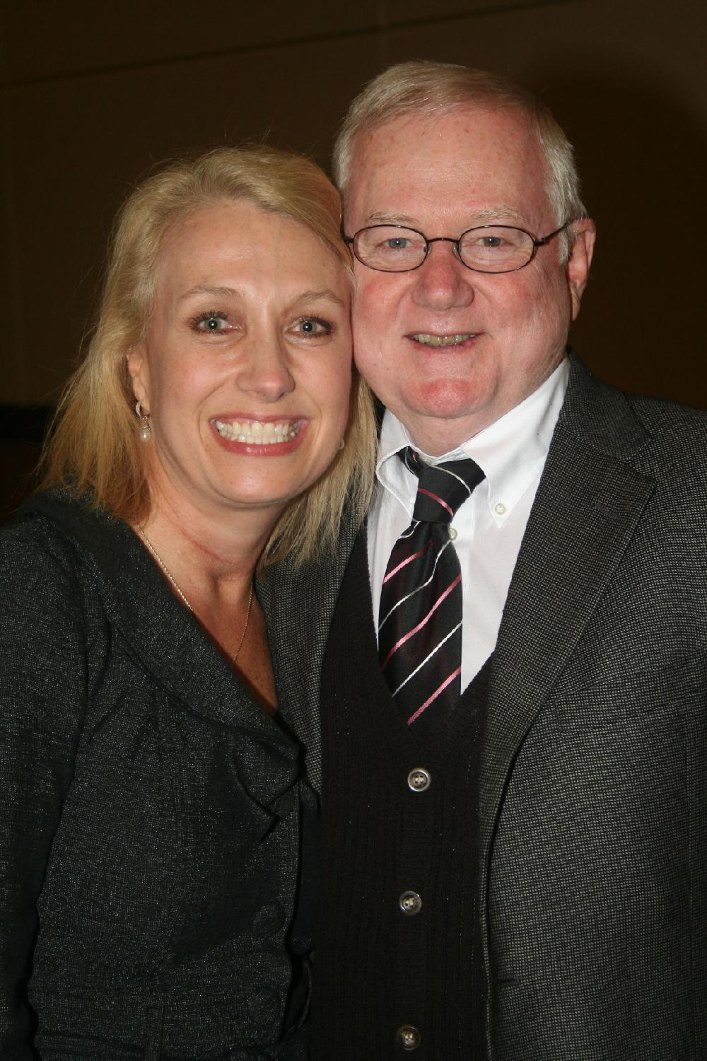 Event chairman Rachel Kremer cq with Wally Hall