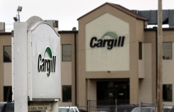 Signs are displayed at the Cargill turkey processing plant in Springdale, Ark., Thursday, Aug. 4, 2011. 