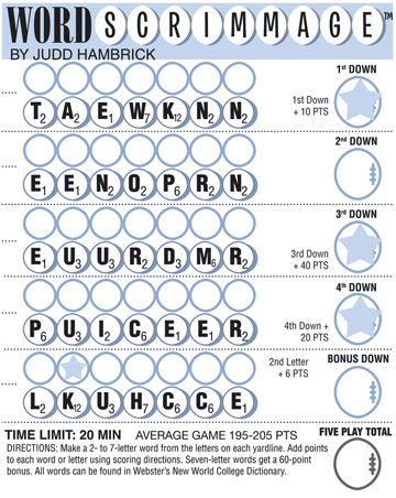 Word Scrimmage puzzle for Aug. 17