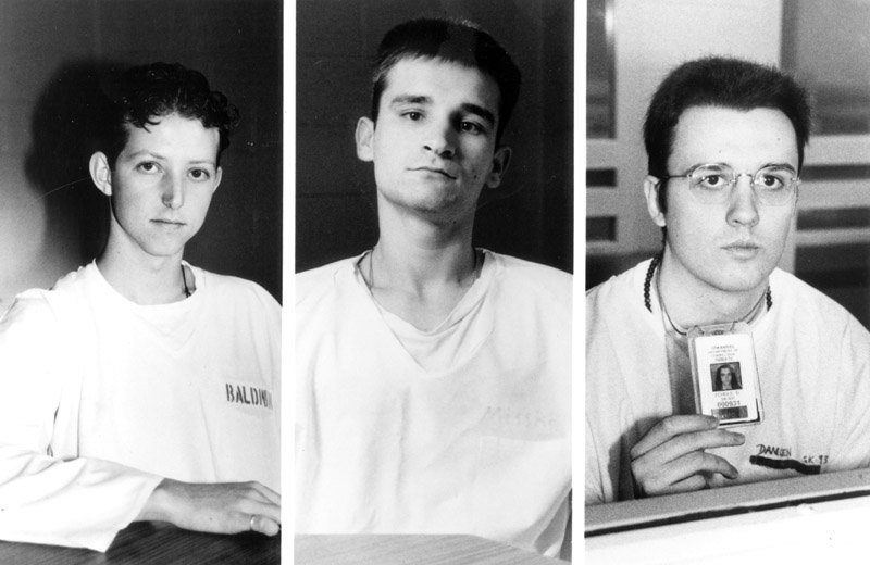 From left Jason Baldwin, Jessie Misskelley and Damien Echols, all convicted in 1994 of brutally murdering a trio of 8-year-old boys.