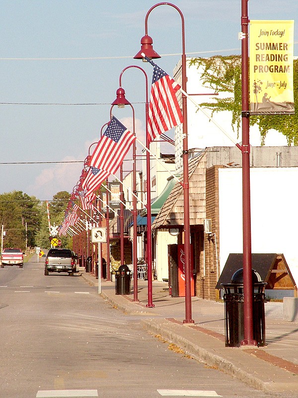 Flags along Gentry Main Street