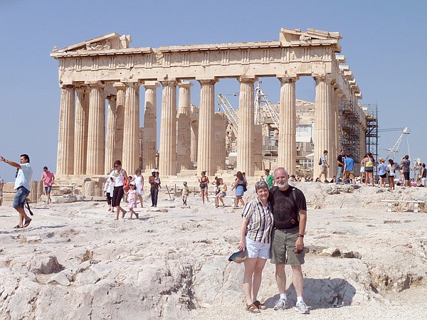 Lisa Davis and her husband Jerry Davis visited the Parthenon in Athens, Greece.
