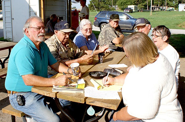 Maysville area residents gathered at the Maysville Handi-stop to discuss the importance of the Maysville Post Office and how they can prevent it being closed. Clockwise from the left, Gary Chastain, Marvin Wilber, Carol Loux, Omer Sunter, Leon Whiteside, Donna Graham and Myrtle Thomas.
