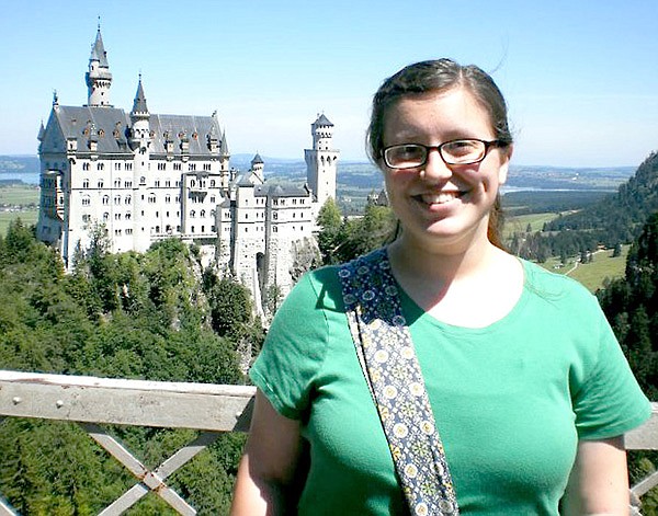 Erica Leeman, visiting in Germany, is shown standing in the foreground of Castle Neuschwannstein, which she described as Germany’s “most famous castle.”
