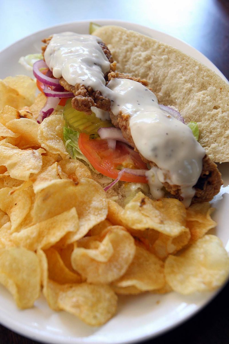 The Redbone Po’boy, featuring fried steak fingers with country gravy, at Redbone 