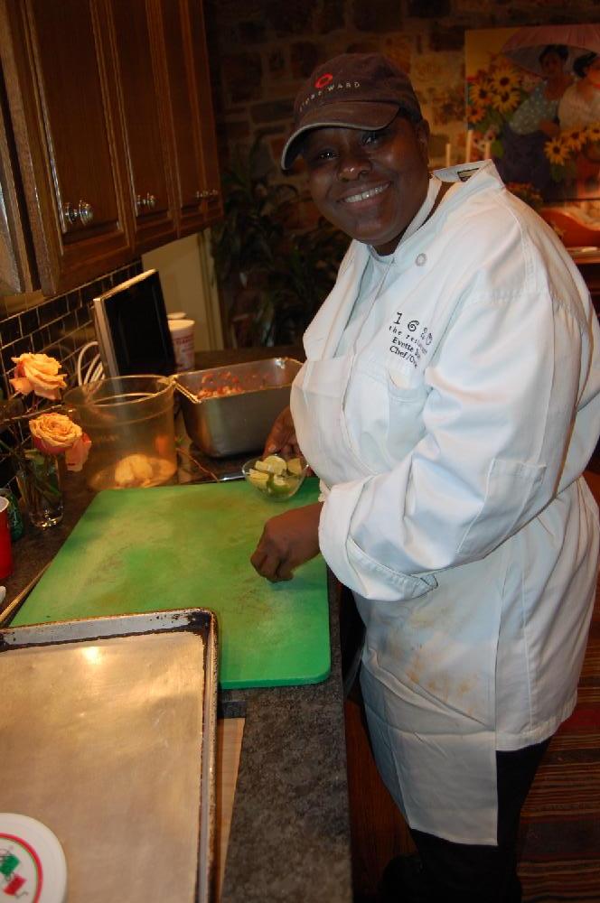 Evette Brady prepares appetizers