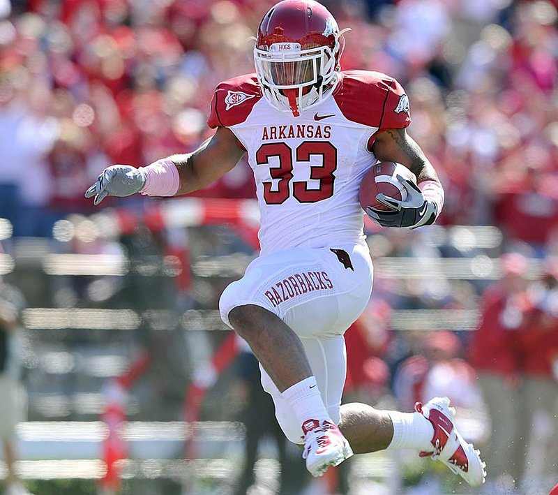  Arkansas running back Dennis Johnson finished with a career-high 160 yards on 15 attempts, including a 52-yard touchdown run. “I’m thinking, ‘Just get the first down,’ ” Johnson said. “Then when I see the way the hole’s opening up, I said, ‘Go get a touchdown.’ ” Johnson also had two receptions for 14 yards. 