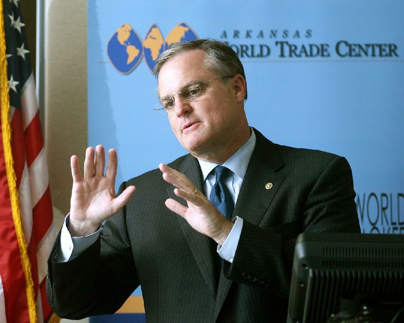 U.S. Sen. Mark Pryor speaks Tuesday during a news conference about his six-point plan for job creation in Arkansas at the Arkansas World Trade Center in Rogers.