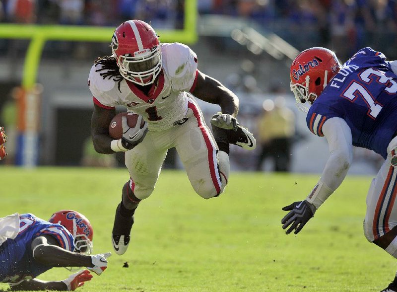 Georgia’s Isaiah Crowell rushed for 80 yards on 18 carries Saturday in the Bulldogs’ 24-20 victory over Florida in Jacksonville, Fla. 