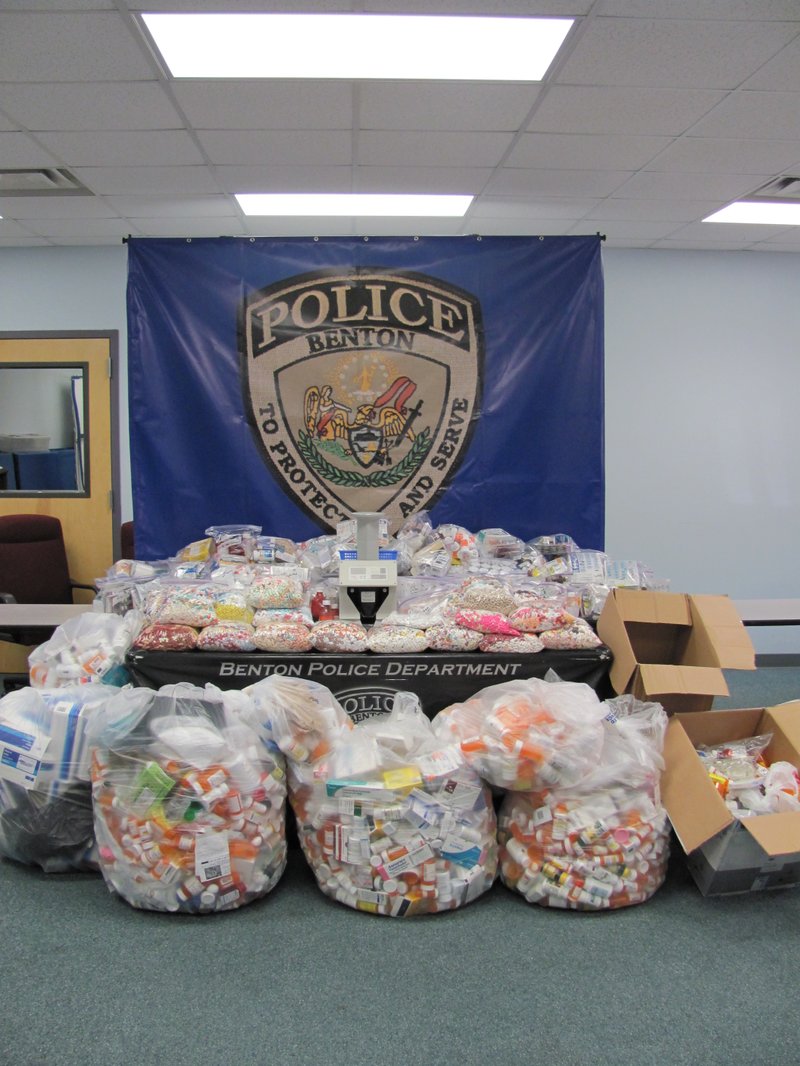 Police in Saline County collected more than 500 pounds of prescription drugs during a recent drug takeback event.