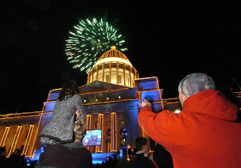 FILE - The annual lighting and fireworks show at the state Capitol is seen in this 2010 file photo.