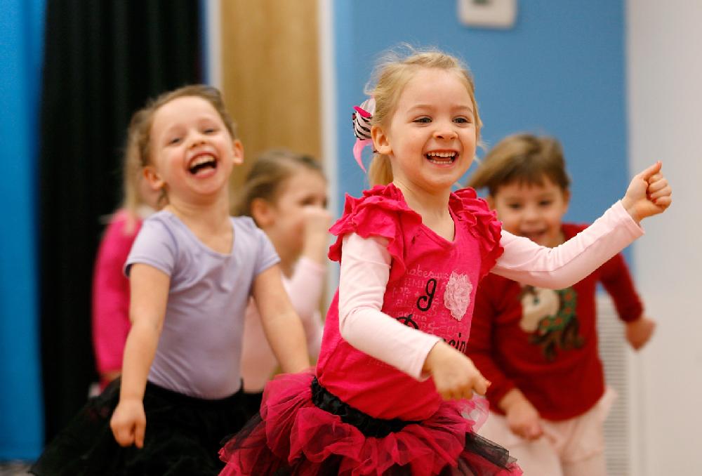 Arkansas Democrat-Gazette/JASON IVESTER --12/06/11--
Taylor Chrisp (cq) (left), 4, and Cameryn (cq) Vannaman (cq), 4, dance during the jazz and hip-hop class inside Kaleidoscope Dance Academy in downtown Bentonville on Tuesday, Dec. 6, 2011. The weekly class is led by studio director Laine Harper.