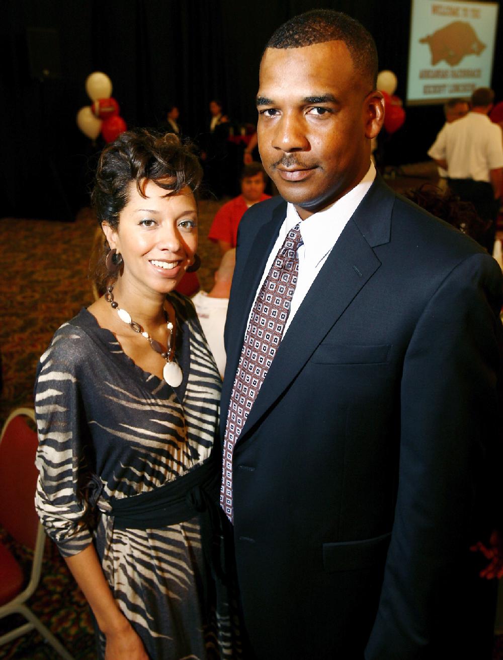 Arkansas Democrat-Gazette/JASON IVESTER --08/20/10--
Garrick and Tiffany McGee; shot on Friday, Aug. 20, 2010, at the Arkansas Razorback Football Kickoff Luncheon inside the Northwest Arkansas Convention Center in Springdale for SPORTS FEATURE