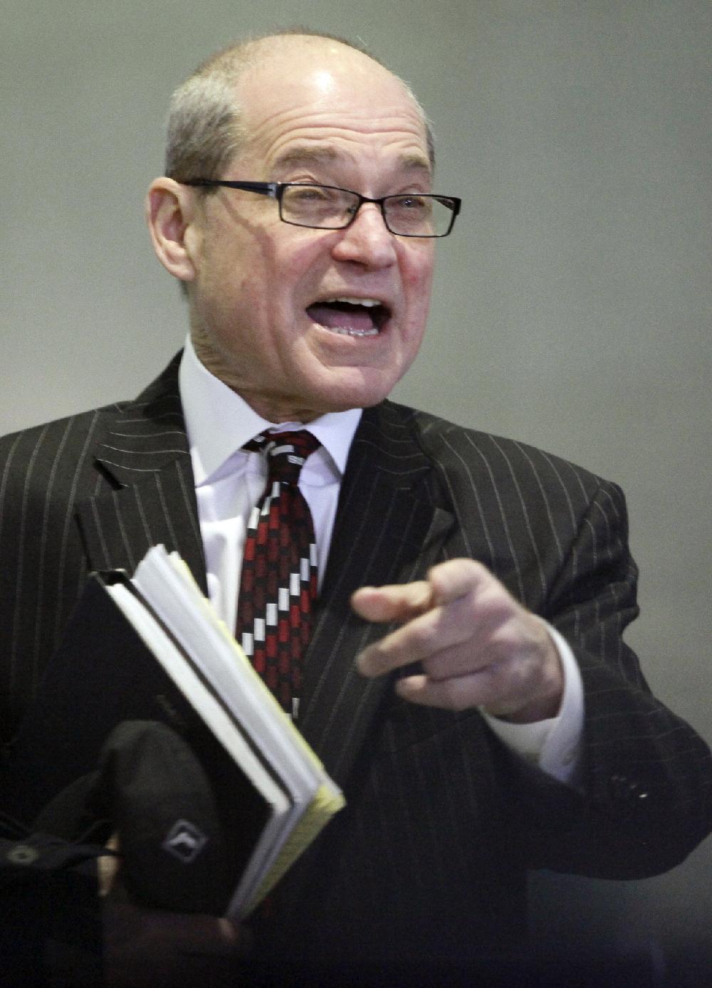 Sheldon Sorosky, defense attorney for former Illinois Gov. Rod Blagojevich, talks to reporters as he arrives at the federal building in Chicago, Tuesday, Dec. 6, 2011, for Blagojevich's sentencing hearing on 18 corruption counts, including trying to auction off President Barack Obama's old Senate seat. (AP Photo/Kiichiro Sato)