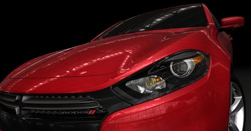 This product photo provided by the Chrysler Group LLC, shows a partial view of the 2013 Dodge Dart, named after the 1960s small car that gearheads turned into street racers. The Dart is due in showrooms during the first half of next year. (AP Photo/Chrysler Group LLC)