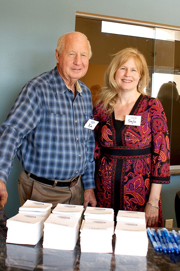 Gayla McKinzie, owner of Gravette radio station KBVA, and her father, Senator Kim Hendren.