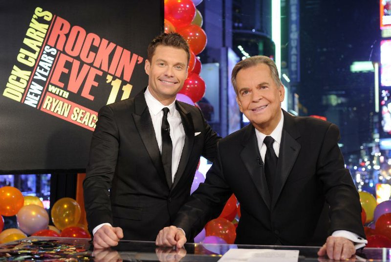 In this image released by ABC,  Dick Clark, right, and Ryan Seacrest are shown in New York. Clark died Wednesday afternoon at the age of 82.