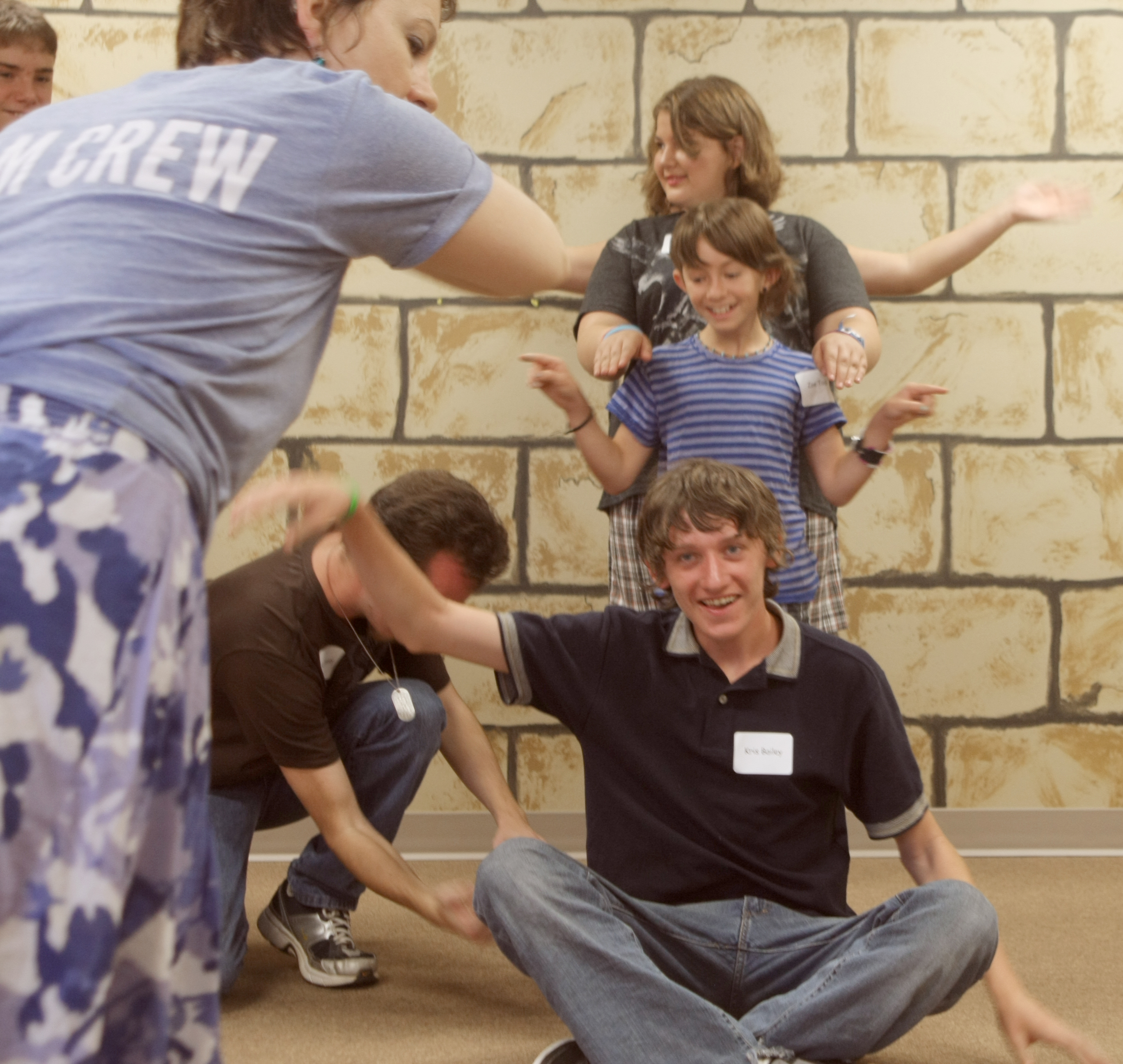 Arkansas Democrat-Gazette/JOHN SYKES JR. -  Jules Taylor (foreground) explains the basics of acting and filmmaking to kids enrolled in the T. Tauri Movie Camp in Batesville.
