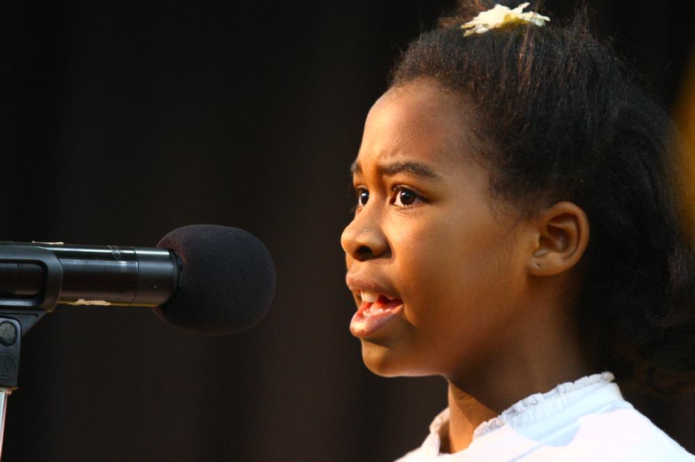 Arkansas Democrat-Gazette/STEPHEN B. THORNTON --1-13-12--
A presentation celebrating of Dr. King's life and work Friday afternoon at Booker Arts Magnet Elementary School in Little Rock. The musical play tin Luther King, Jr. The Story of a Dream