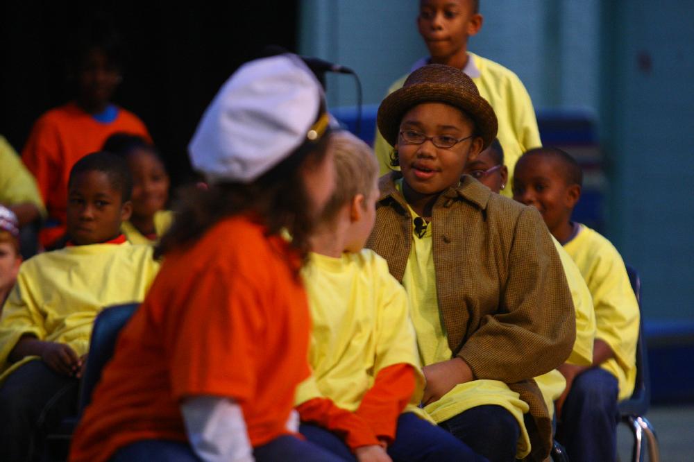 Arkansas Democrat-Gazette/STEPHEN B. THORNTON --1-13-12--
A presentation celebrating of Dr. King's life and work Friday afternoon at Booker Arts Magnet Elementary School in Little Rock. The musical play tin Luther King, Jr. The Story of a Dream
