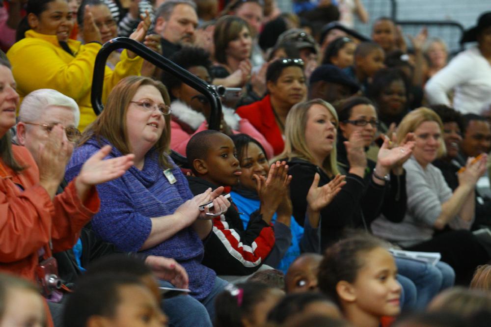 Arkansas Democrat-Gazette/STEPHEN B. THORNTON --1-13-12--
A presentation celebrating of Dr. King's life and work Friday afternoon at Booker Arts Magnet Elementary School in Little Rock. The musical play tin Luther King, Jr. The Story of a Dream