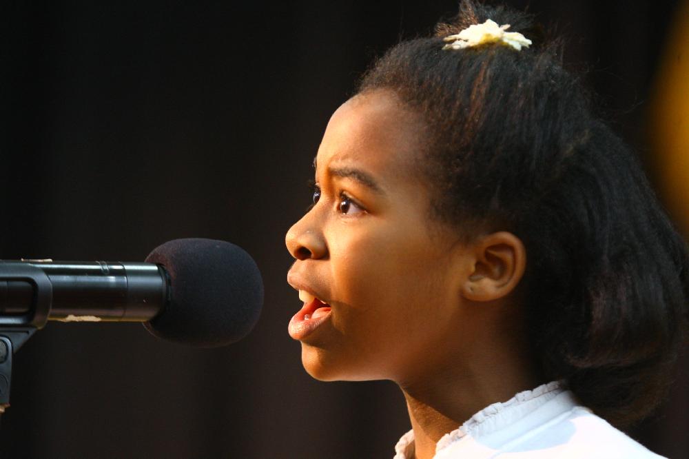 Arkansas Democrat-Gazette/STEPHEN B. THORNTON --1-13-12--
A presentation celebrating of Dr. King's life and work Friday afternoon at Booker Arts Magnet Elementary School in Little Rock. The musical play tin Luther King, Jr. The Story of a Dream