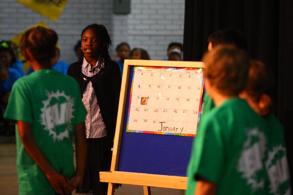 Arkansas Democrat-Gazette/STEPHEN B. THORNTON --1-13-12--
A presentation celebrating of Dr. King's life and work Friday afternoon at Booker Arts Magnet Elementary School in Little Rock. The musical play tin Luther King, Jr. The Story of a Dream