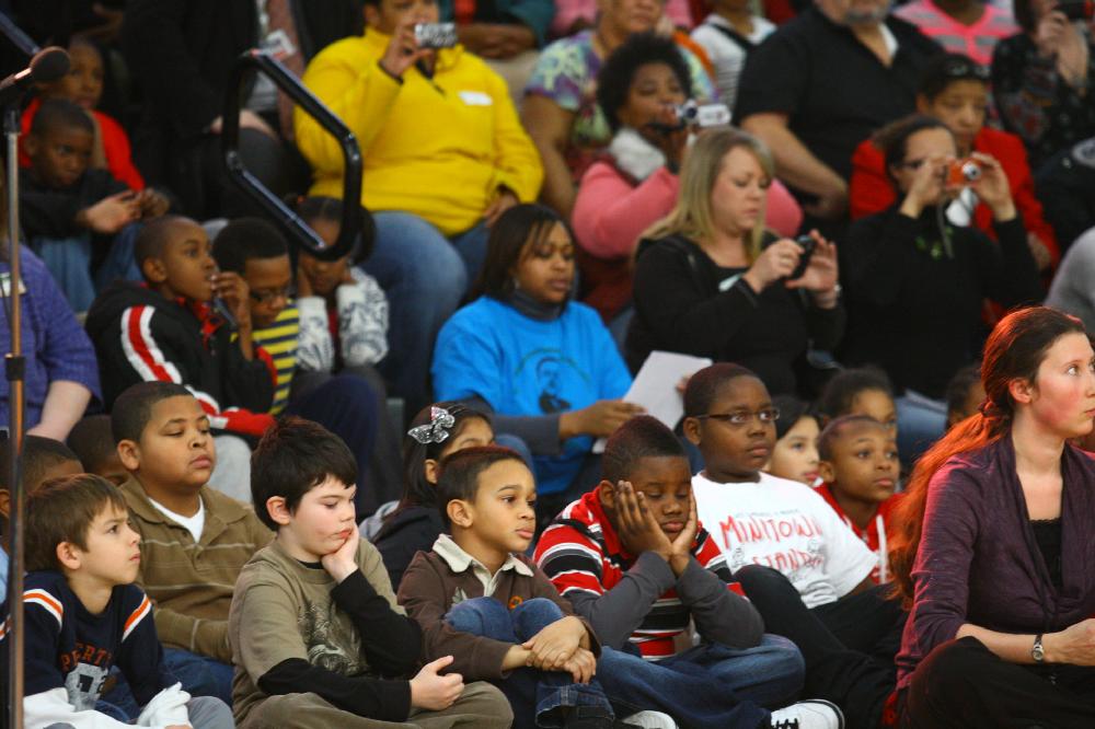 Arkansas Democrat-Gazette/STEPHEN B. THORNTON --1-13-12--
A presentation celebrating of Dr. King's life and work Friday afternoon at Booker Arts Magnet Elementary School in Little Rock. The musical play tin Luther King, Jr. The Story of a Dream